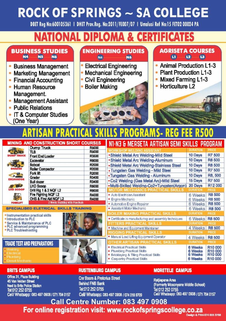 Courses - Rock of Springs SA-College